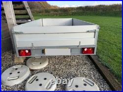 10ft x 6ft Dropside Twin Axle Trailer. Used (very little use) fully braked