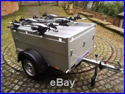 Aluminium Anssems camping trailer with 4 Thule bike racks & accessories
