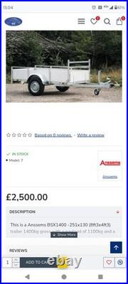 Anssems BSX1300 1 Tonne 8x4 Single Axle Braked Trailer Anssems BSX1300 1 Tonne 8x4 Single Axle Braked Trailer