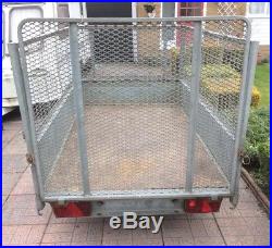 Bateson 7 x 4 Small wheeled twin axle unbraked trailer with cage and ramp