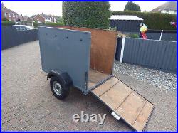 Box Trailer Single Axle With Waterproof Cover With Rear Drop Down Ramp Vgc