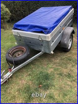 Brenderup 1150 S Camping Trailer, Locking Hydraulic Hinged Lid, Rack Bars, Cover