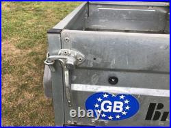 Brenderup 1150 S Camping Trailer, Locking Hydraulic Hinged Lid, Rack Bars, Cover