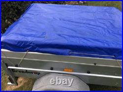 Brenderup 1150 S Camping Trailer, Locking Hydraulic Hinged Lid, Rack Bars, Cover