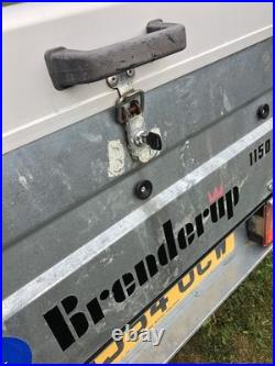 Brenderup 1150 S Camping Trailer, Locking Hydraulic Hinged Lid, Rack Bars, Cover