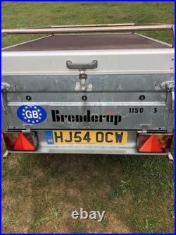 Brenderup 1150 S Camping Trailer, Locking Hydraulic Hinged Lid, Rack Bars, Cover