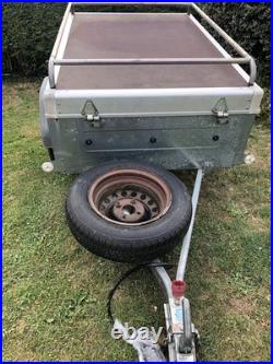 Brenderup 1150 S Camping Trailer, Locking Hydraulic Hinged Lid, Rack Bars, Cover