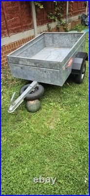 Caddy metal box trailer, camping with cover, spare wheel collection only Caddy metal box trailer, camping with cover, spare wheel collection only