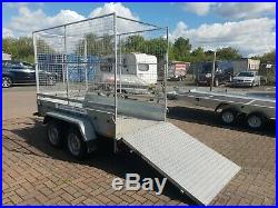 Car Trailer 2700kg with heavy duty ramp, high mesh and cover (mini digger)