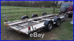 Car trailer braked twin wheel transporter 12v winch 17ft bed tilt