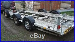 Car trailer braked twin wheel transporter 12v winch 17ft bed tilt