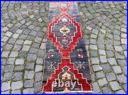 Carpet, Bohemian wool runner rug, Turkish vintage handmade rug runner, 1,8x5,7 ft