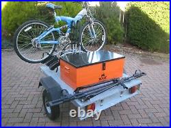 Daxara 127 flatbed trailer, Bike racks, Storage vault. Spare wheel. Jockey wheel