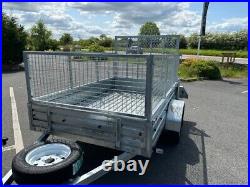 EX DEMO 8x4 Trailer with cage & rear ramp, only 4 months old + spare+rear props