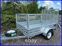 EX DEMO 8x5 Trailer with cage & rear ramp, Only used twice + spare+rear props