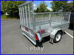 EX DEMO 8x5 Trailer with cage & rear ramp, only 4 months old + spare+rear props