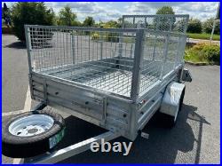 EX DEMO 8x5 Trailer with cage & rear ramp, our own Demo with spare & rear props