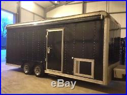 Enclosed trailer car trailer kitchen toilet shower heating awning