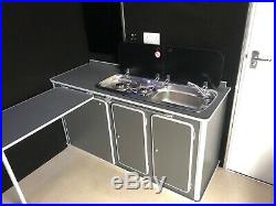 Enclosed trailer car trailer kitchen toilet shower heating awning