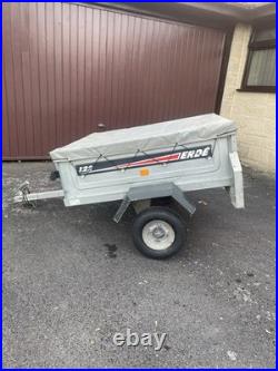 Erde 122 Car Trailer 4ft x 3ft With Electrics Cover Good Wheels (One Is New). VGC