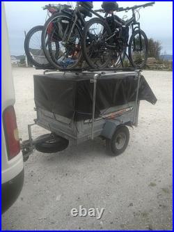 Erde 142 Tipping Camping Trailer With 4 Bike Rack, sold as taken apart