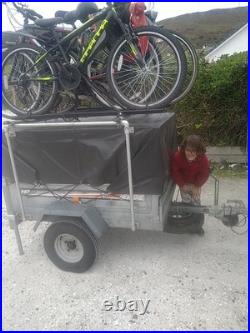 Erde 142 Tipping Camping Trailer With 4 Bike Rack, sold as taken apart