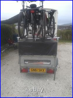 Erde 142 Tipping Camping Trailer With 4 Bike Rack, sold as taken apart