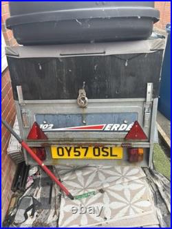 Erde Trailer 102 with Wood Panels and Roof Box Used Condition