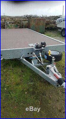 Flatbed Car Trailer Woodford 3500kg Tri-Axle Tilt Bed with Winch & Spare wheel