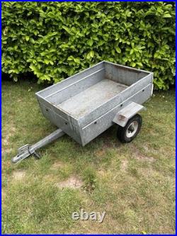 Galvanised Steel Utility Trailer 85? ×? 120? ×? 35? Cm Hitch Lock, Lights, Gd Tyres
