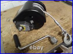 Hand Winch 2500kg 8mm cable with hook, used on car transporter trailer