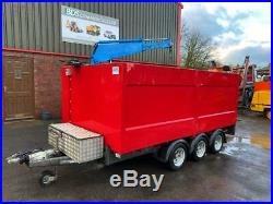 Ifor Williams Tri Axel 12ft High Sided Hiab Trailer With Electric Pump 2016