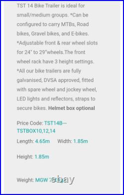 Kayak/Canoe/14 Bicycle Trailer, Galvanised, DVSA Approved, with Spare Wheel