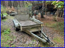 Nugent twin axle braked plant trailer with rear ramp