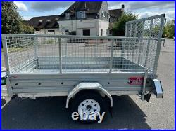 Our ex demo 8x5 Trailer with cage & rear ramp, 6 months old, inc spare+rear prop