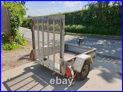 Pike Single Axle trailer c/w ramp, traffic lights, plant quad, mower £450+vat