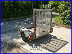 Pike Single Axle trailer c/w ramp, traffic lights, plant quad, mower £450+vat