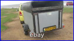 Single axle box trailer. Covered. Used. Unbraked