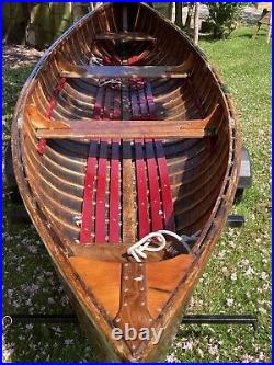 Skiff Rowing Boat Canadian Cedar Strip Used Rowing Boat, With Trailer And Cover