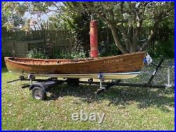 Skiff Rowing Boat Canadian Cedar Strip Used Rowing Boat, With Trailer And Cover