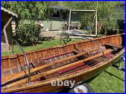 Skiff Rowing Boat Canadian Cedar Strip Used Rowing Boat, With Trailer And Cover