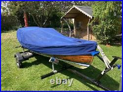 Skiff Rowing Boat Canadian Cedar Strip Used Rowing Boat, With Trailer And Cover