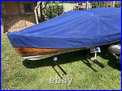 Skiff Rowing Boat Canadian Cedar Strip Used Rowing Boat, With Trailer And Cover