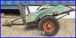 Small 4' x 3' Single Axle Trailer No Sides Green Wooden Base