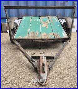 Small 4' x 3' Single Axle Trailer No Sides Green Wooden Base
