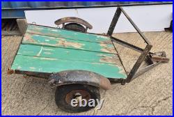 Small 4' x 3' Single Axle Trailer No Sides Green Wooden Base
