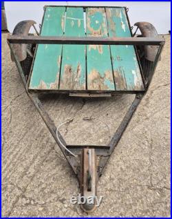 Small 4' x 3' Single Axle Trailer No Sides Green Wooden Base