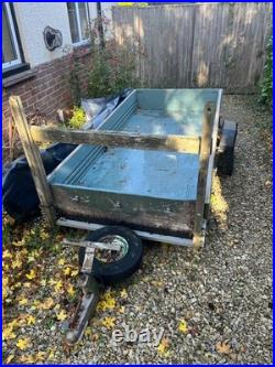 Small car trailer used, flat bed, built on a boat trailer, about 2.4m x1.2m