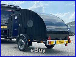 Stylish Black Teardrop Caravan camping trailer with TV and electric