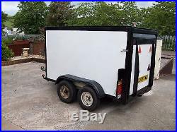 Tav 14 twin axle braked box trailer with rear ramp and led lights